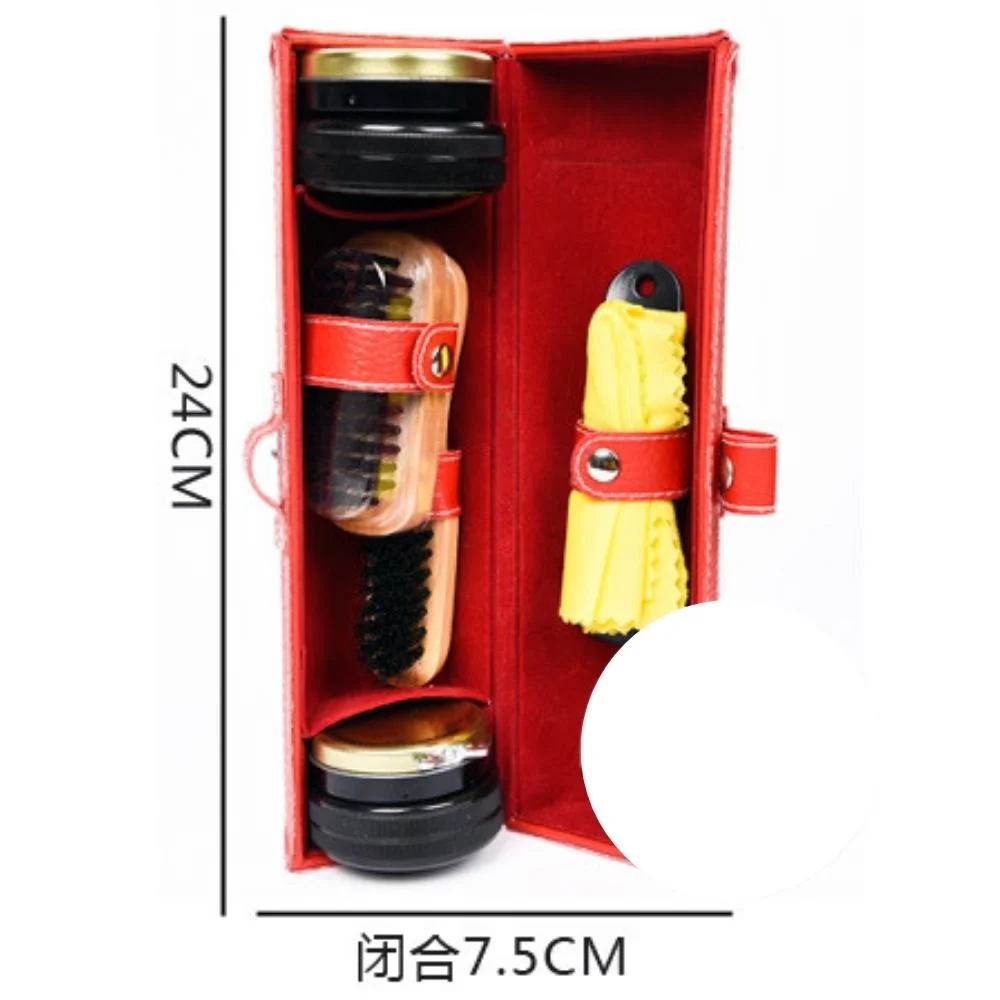 Shoe Care Kit Travel Shoes Shine Brush Polish Kit with PU Leather Sleek Elegant Case Bl22674