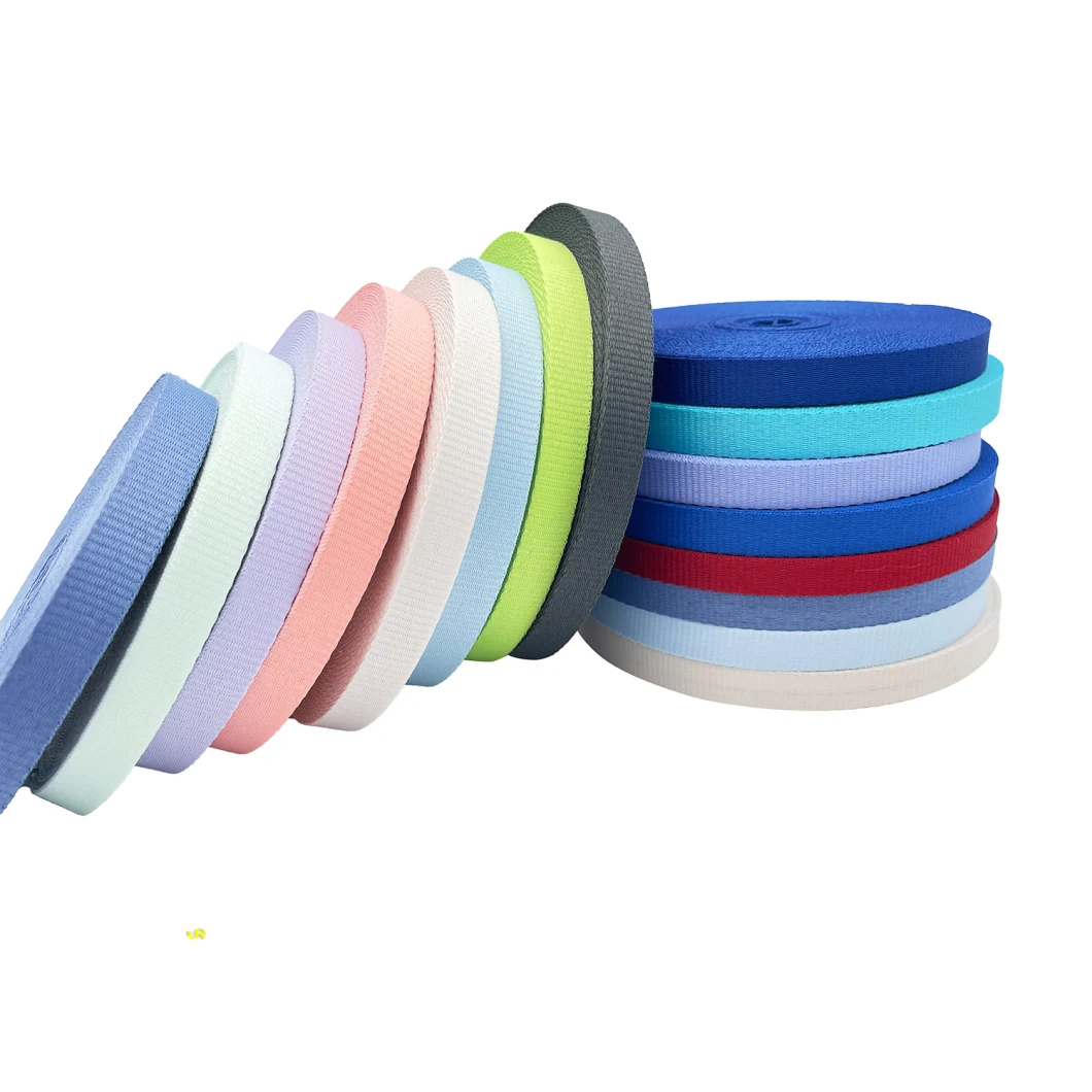 Wholesale High Quality Polyester Strap Webbing with Plain Texture for Garment/Shoes Accessories /Bags Decoration/Pet Collar Leash Ribbon