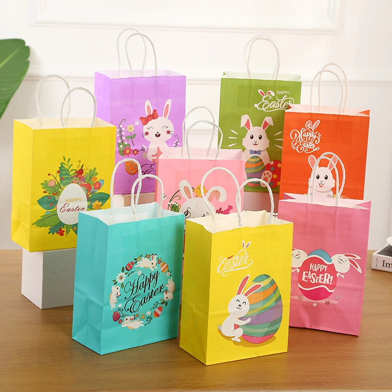 Valentine&prime;s Day Gift Bags Kraft Paper Bags Love Bear Series Gift Bags Shopping Mall Tote Bags Gift Packaging