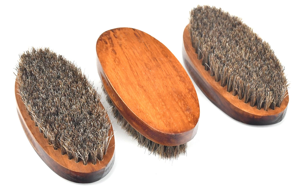 Wholesale OEM 100% Horse Hair Wooden Shoe Brush Oval Shape Shoe Brush for Cleaning
