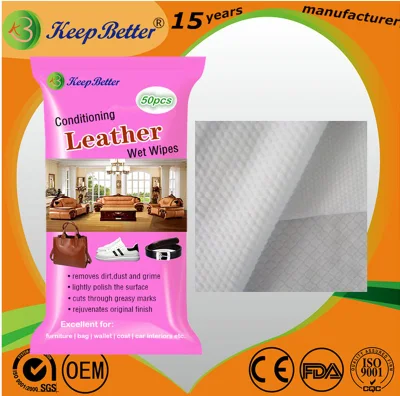 OEM Custom Conditioning Leather/Sofa/Shoes/Bags/Car Interior Cleaning Disposable Wet Wipes